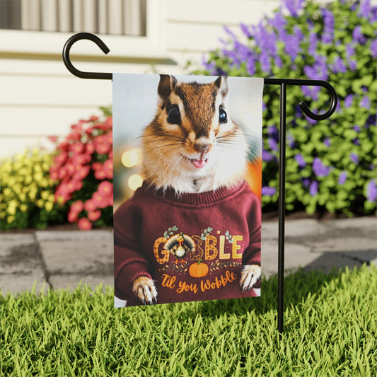 Whimsical Garden Banner featuring Squirrel in Sweater | Outdoor Decor, Seasonal Greetings, Fall Decor, Thanksgiving Banner, Garden Flag