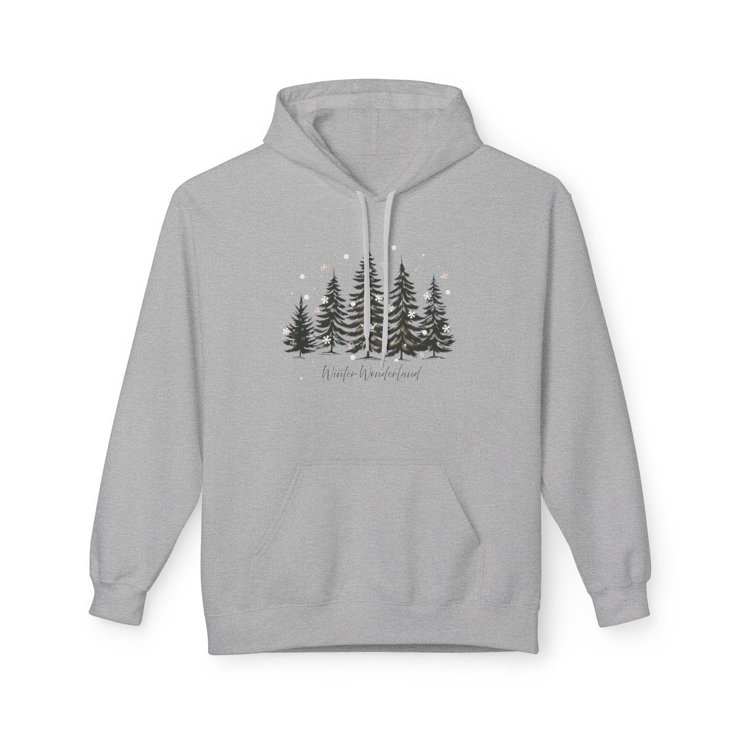Cozy Forest Winter Hoodie with Snowflakes