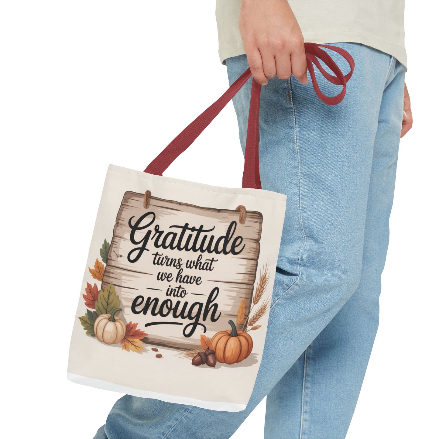 Gratitude Fall Tote Bag, Perfect for Thanksgiving, Eco-Friendly Shopping, Autumn Decor, Gift for Her