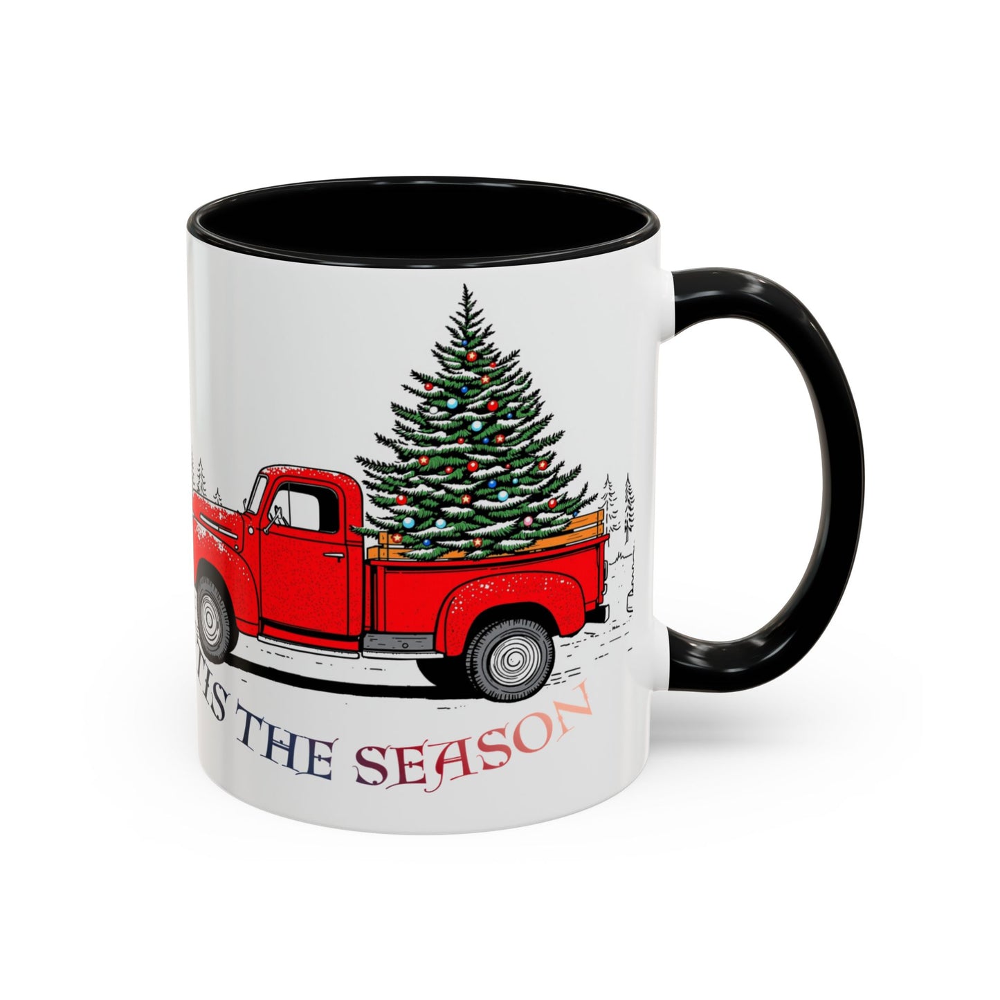 Holiday Accent Coffee Mug - 'Tis the Season Red Truck Design