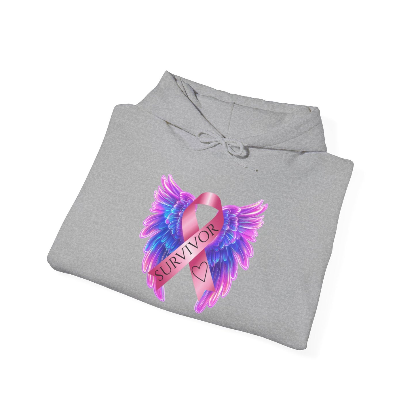 Breast Cancer Ribbon Angel Wings Hoodie, Awareness Pullover