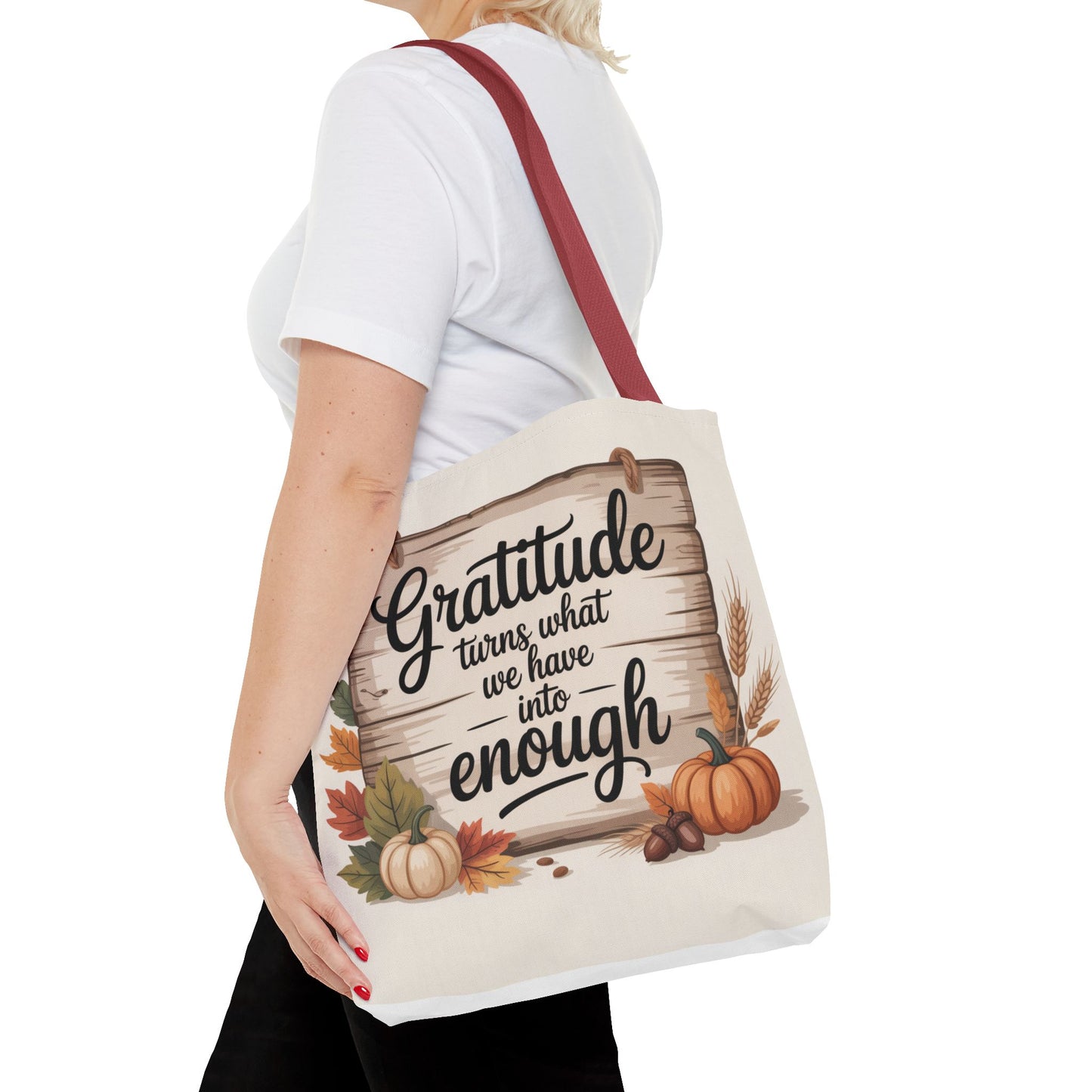 Gratitude Fall Tote Bag, Perfect for Thanksgiving, Eco-Friendly Shopping, Autumn Decor, Gift for Her