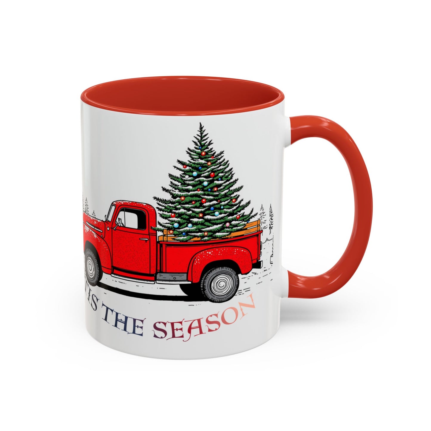 Holiday Accent Coffee Mug - 'Tis the Season Red Truck Design