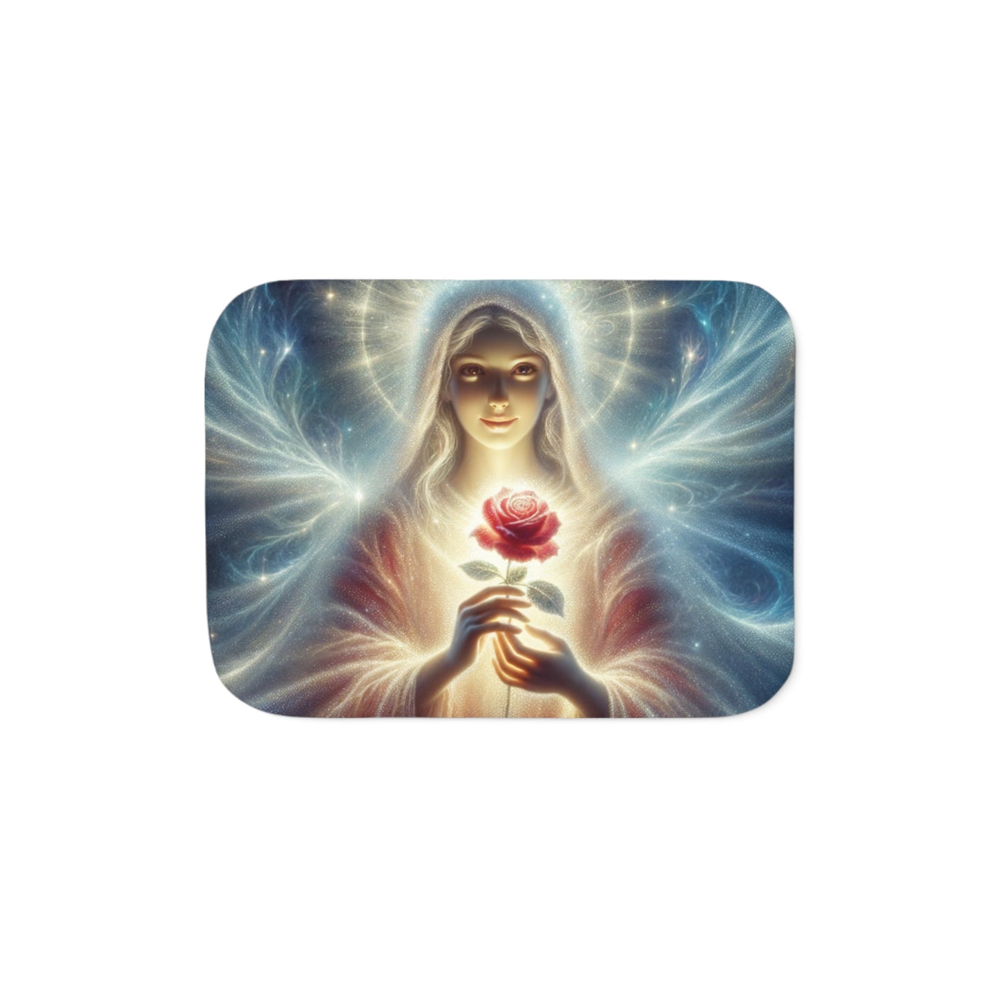 Sherpa Blanket, Angel with a Rose Design