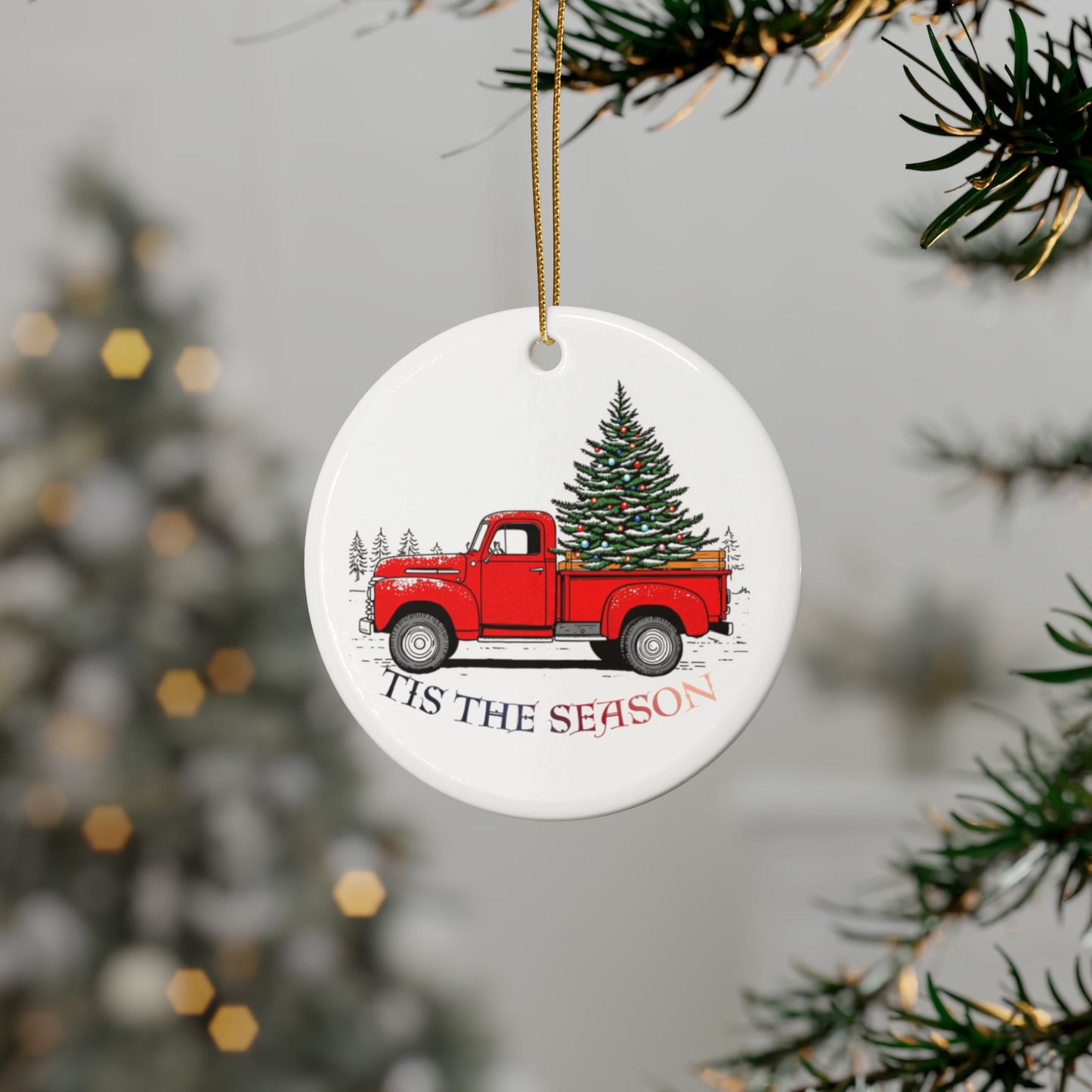 Christmas Truck Ceramic Ornaments