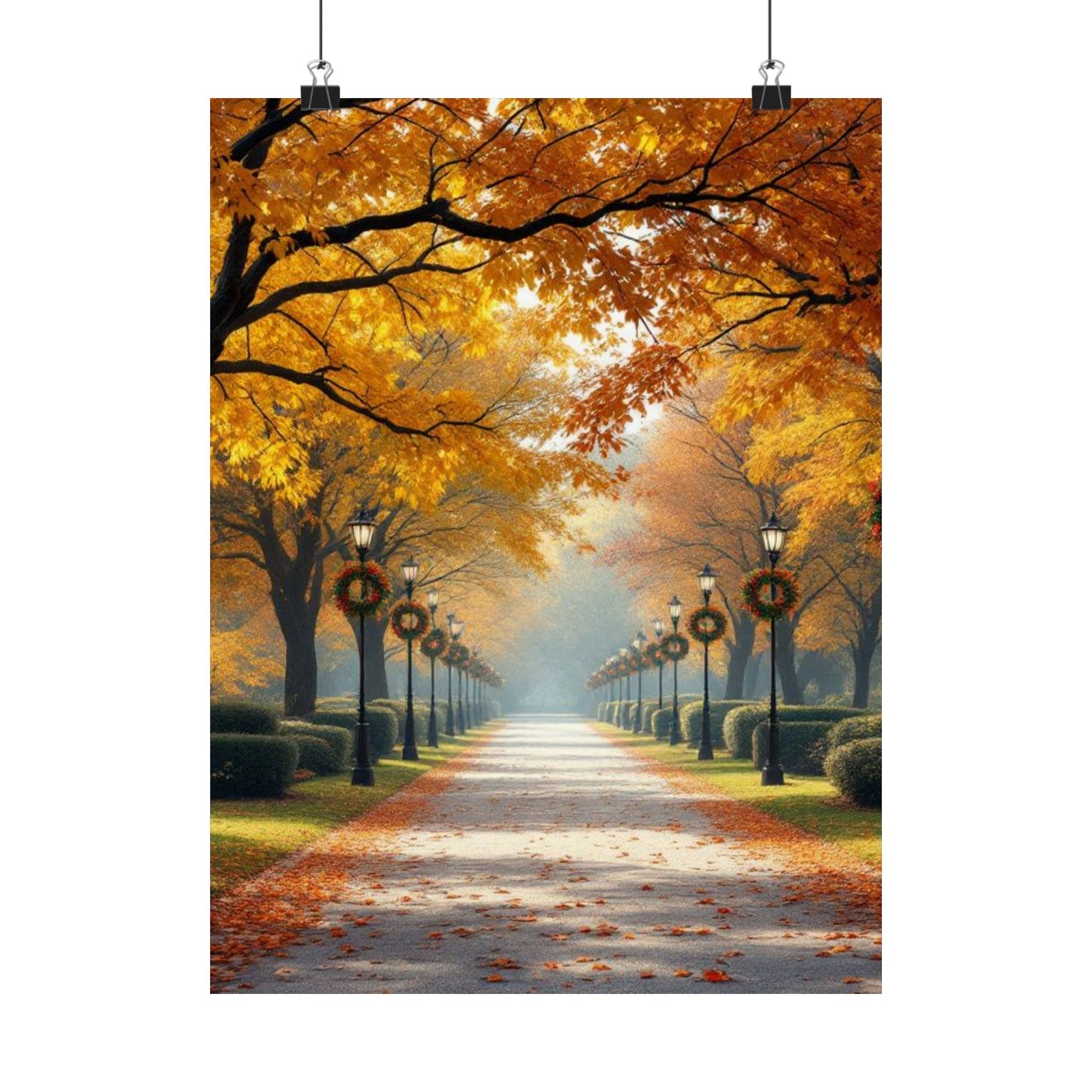 Autumn Pathway Wall Art, Matte Vertical Posters, Fall Decor, Seasonal Artwork, Cozy Home Vibes, Perfect for Thanksgiving