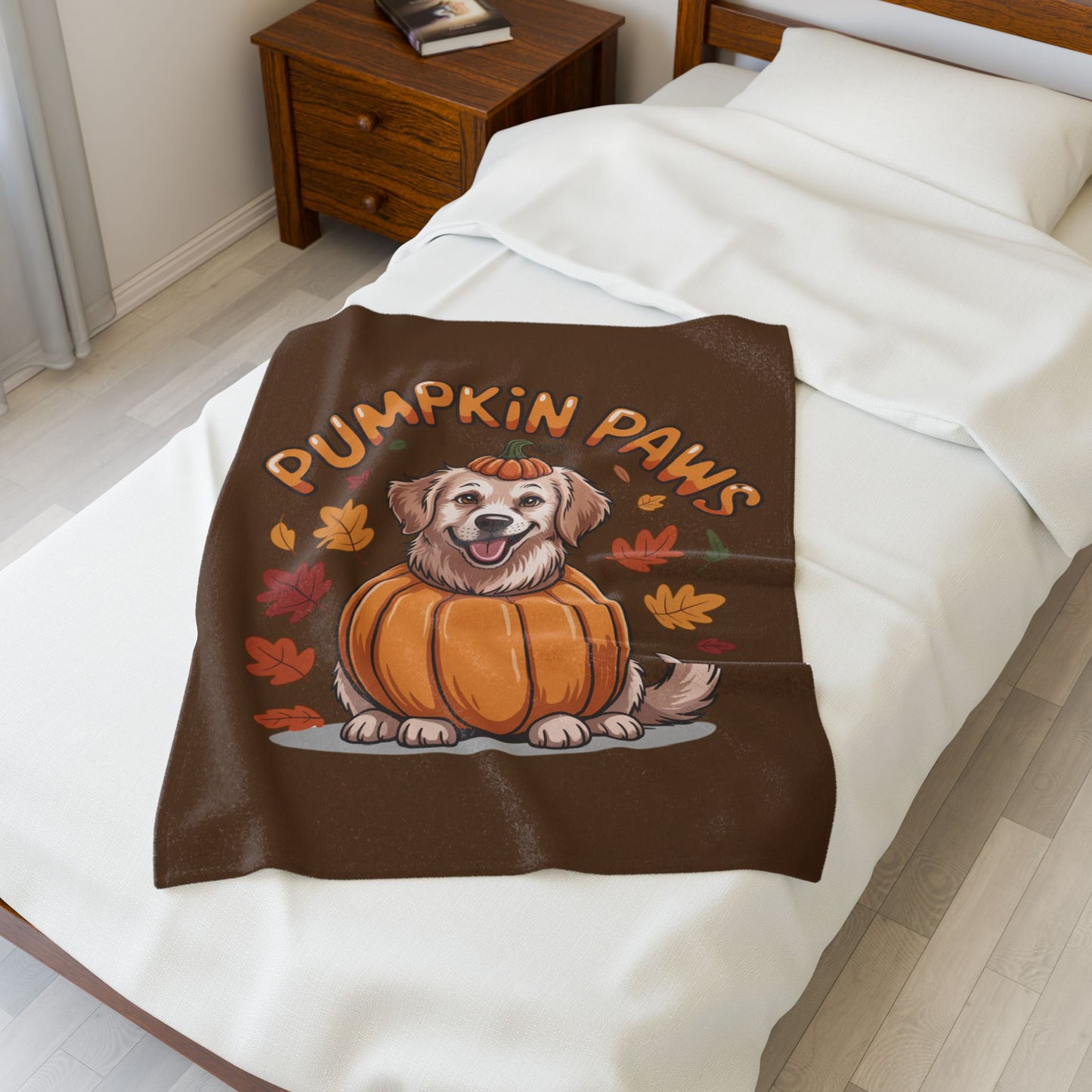 Pumpkin Paws Velveteen Blanket