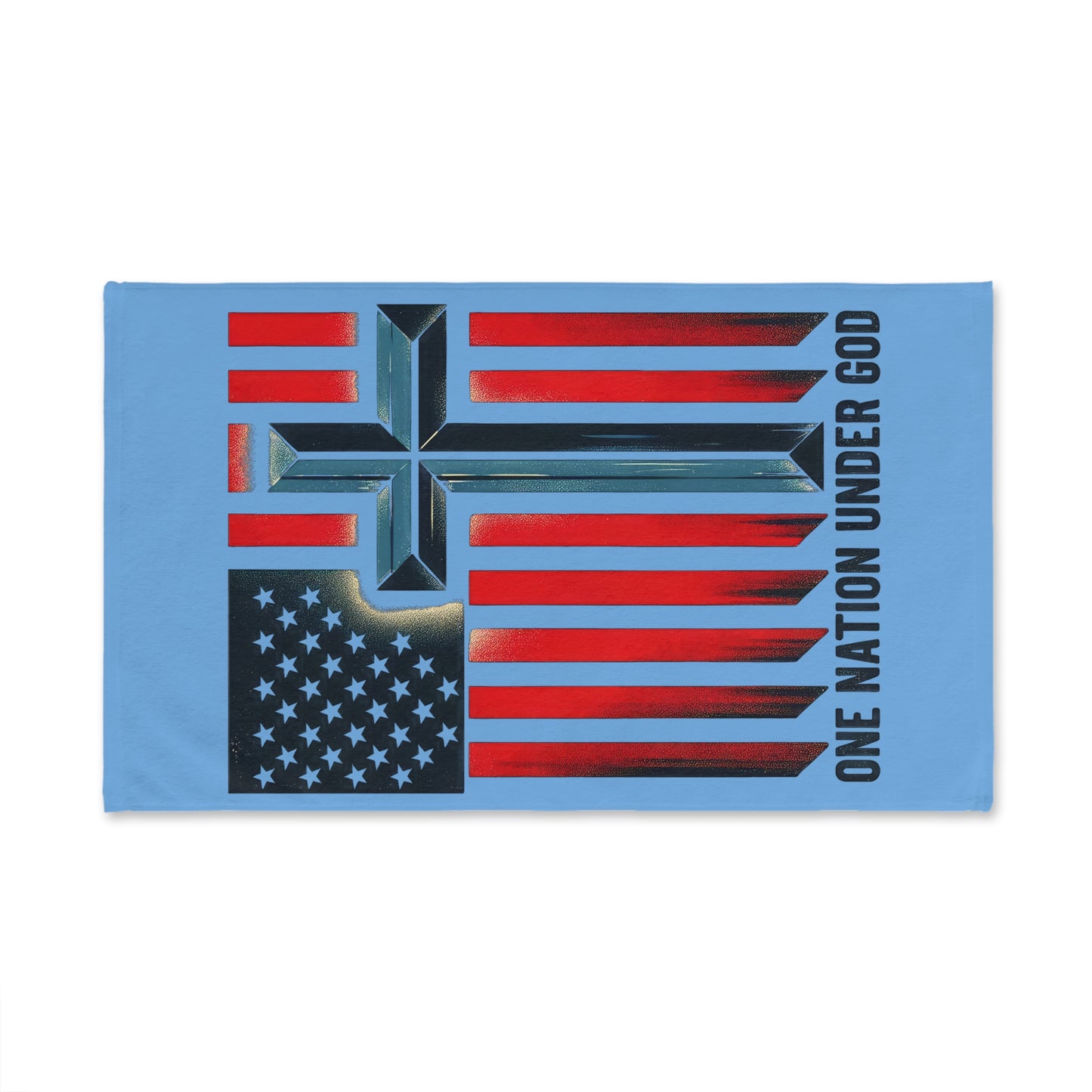 One Nation Under God Hand Towel — American Flag Cross Patriotic Kitchen Towel