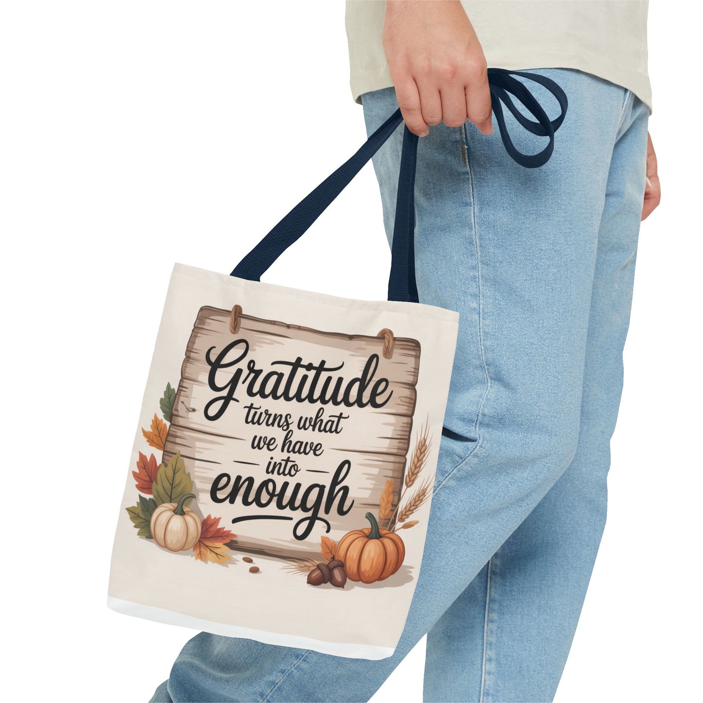 Gratitude Fall Tote Bag, Perfect for Thanksgiving, Eco-Friendly Shopping, Autumn Decor, Gift for Her