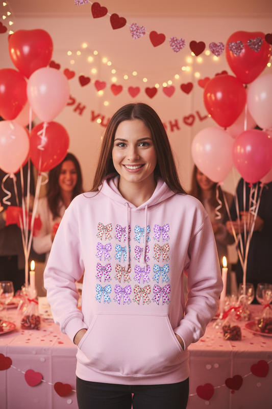 Colorful Bow Pattern Gildan Hoodie