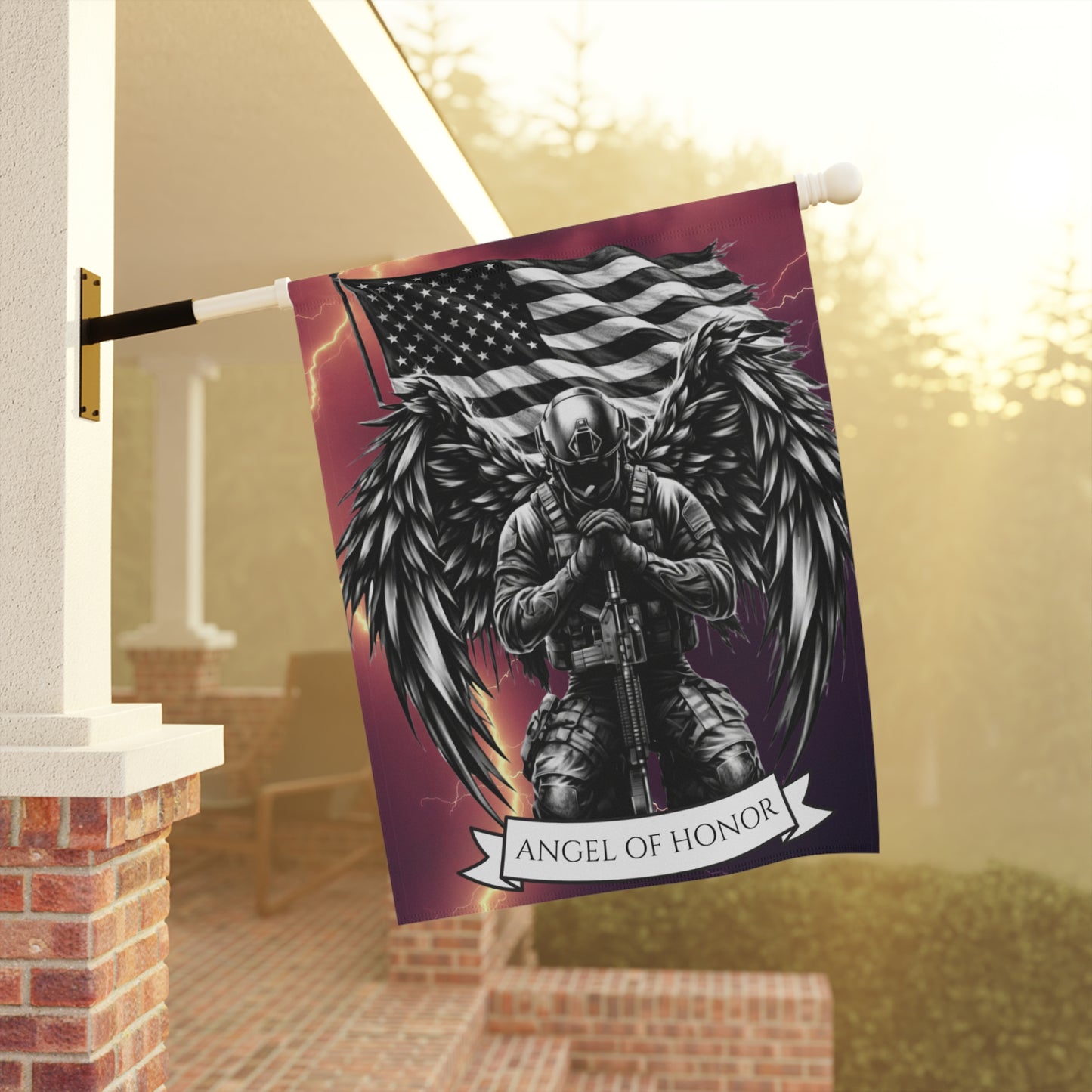 Angel of Honor Soldier Garden Flag | Military Memorial House Banner