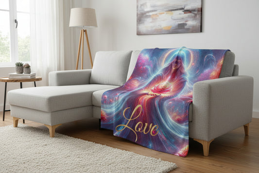 Mystical Angel Love Plush Blanket — Velveteen Spiritual Throw for Meditation & Gift