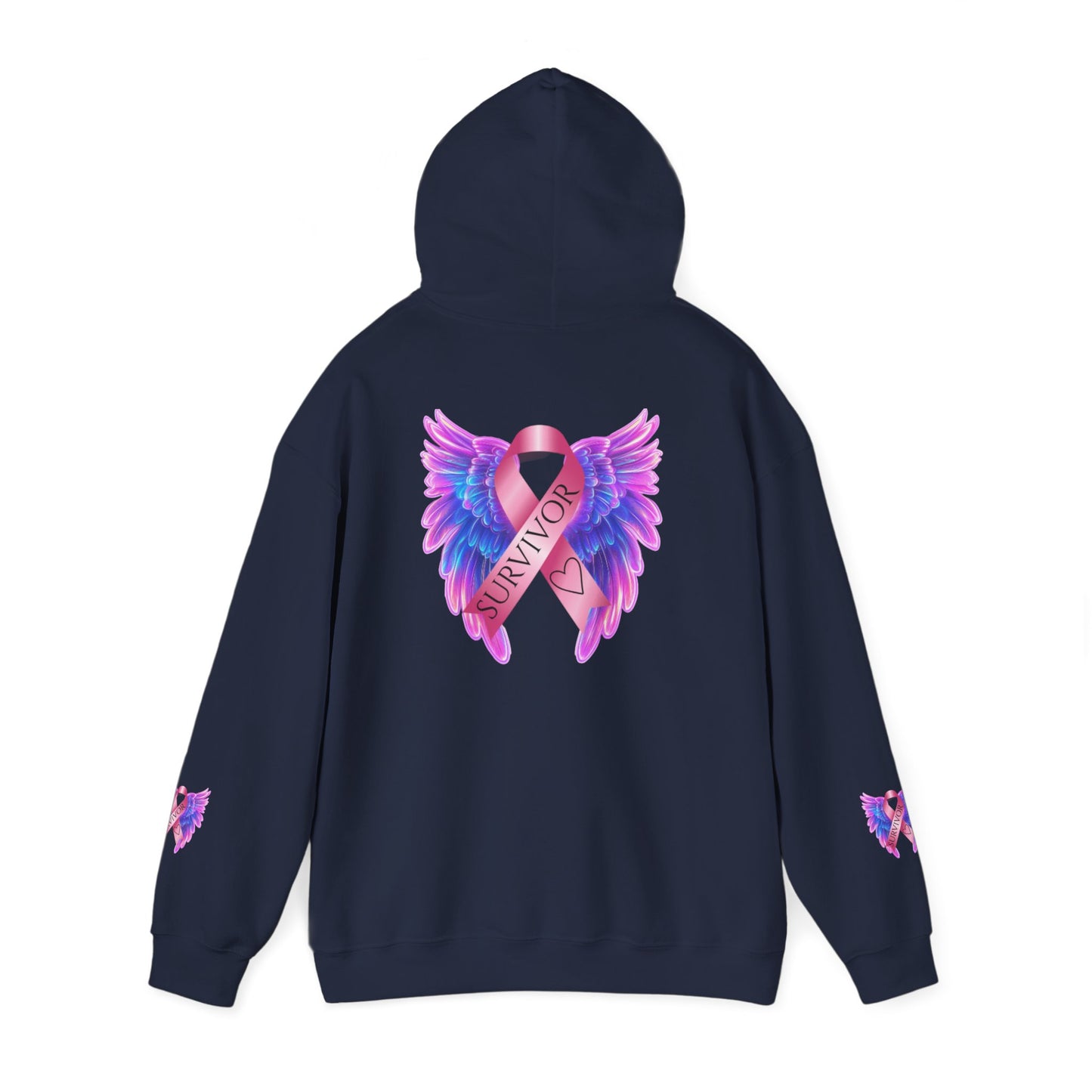 Breast Cancer Ribbon Angel Wings Hoodie, Awareness Pullover