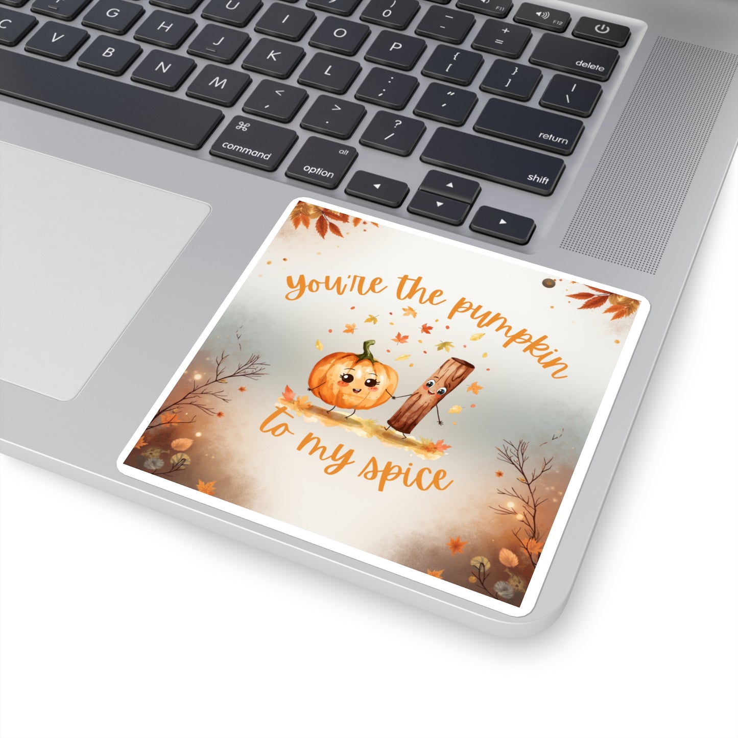 Fall-Themed Square Stickers, Cute Pumpkin and Cinnamon Stick Design – Perfect for Autumn Decor, Scrapbooking, Gifts, and Laptop Accessories