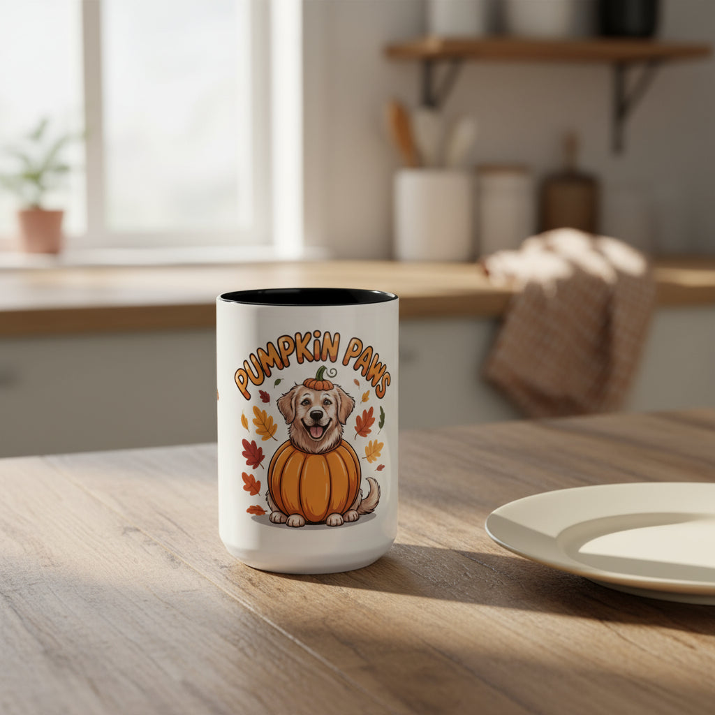 Fall Pumpkin Paws Coffee Mug, Dog Lover Gift, Autumn Home Decor, Cute Pet Mug, Halloween Coffee Cup, Seasonal Drinkware