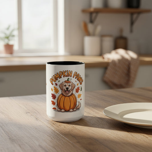 Fall Pumpkin Paws Coffee Mug, Dog Lover Gift, Autumn Home Decor, Cute Pet Mug, Halloween Coffee Cup, Seasonal Drinkware