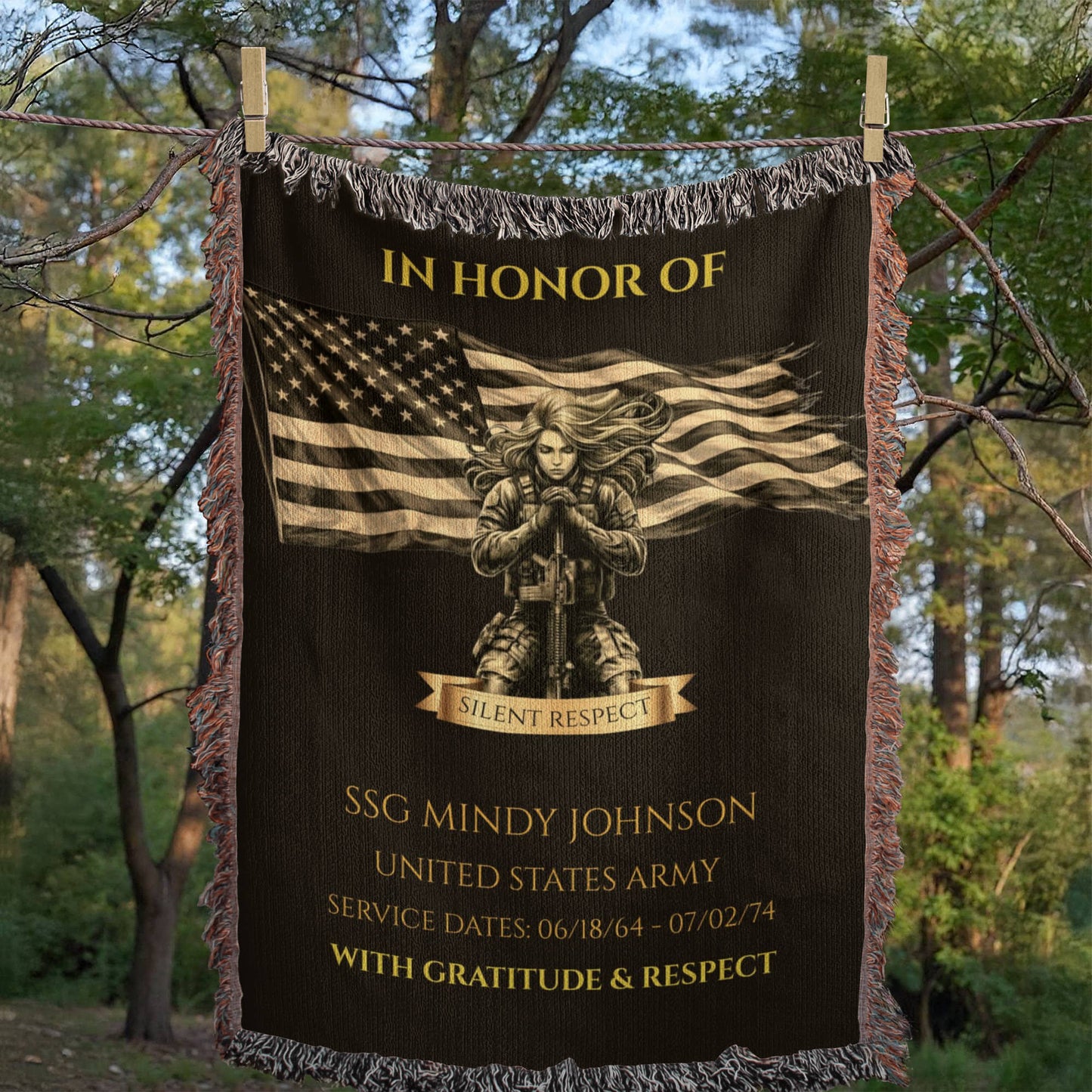 Personalized Veteran Wall Display Blanket – A Daily Tribute of Honor for a Living Service Member