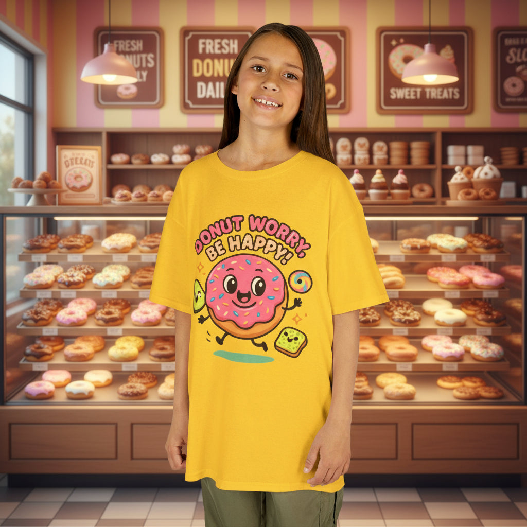 Kids' Donut Graphic Tee, Cute Kids Shirt, Fun Party Tee, Birthday Gift for Kids, Cartoon T-Shirt, Children's Apparel