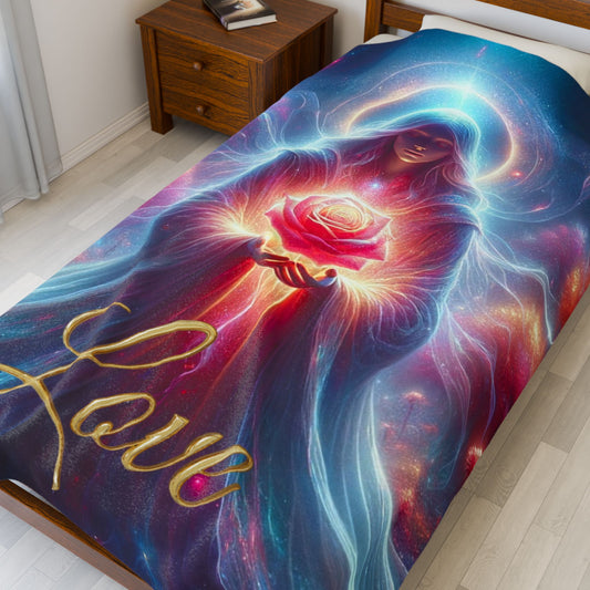 Mystical Angel Love Plush Blanket — Velveteen Spiritual Throw for Meditation & Gift