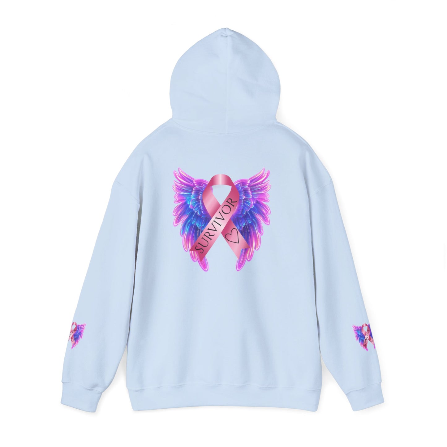 Breast Cancer Ribbon Angel Wings Hoodie, Awareness Pullover