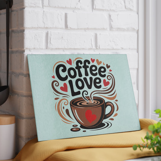 Coffee Love Glass Cutting Board, Decorative Kitchen Serving & Chopping Board