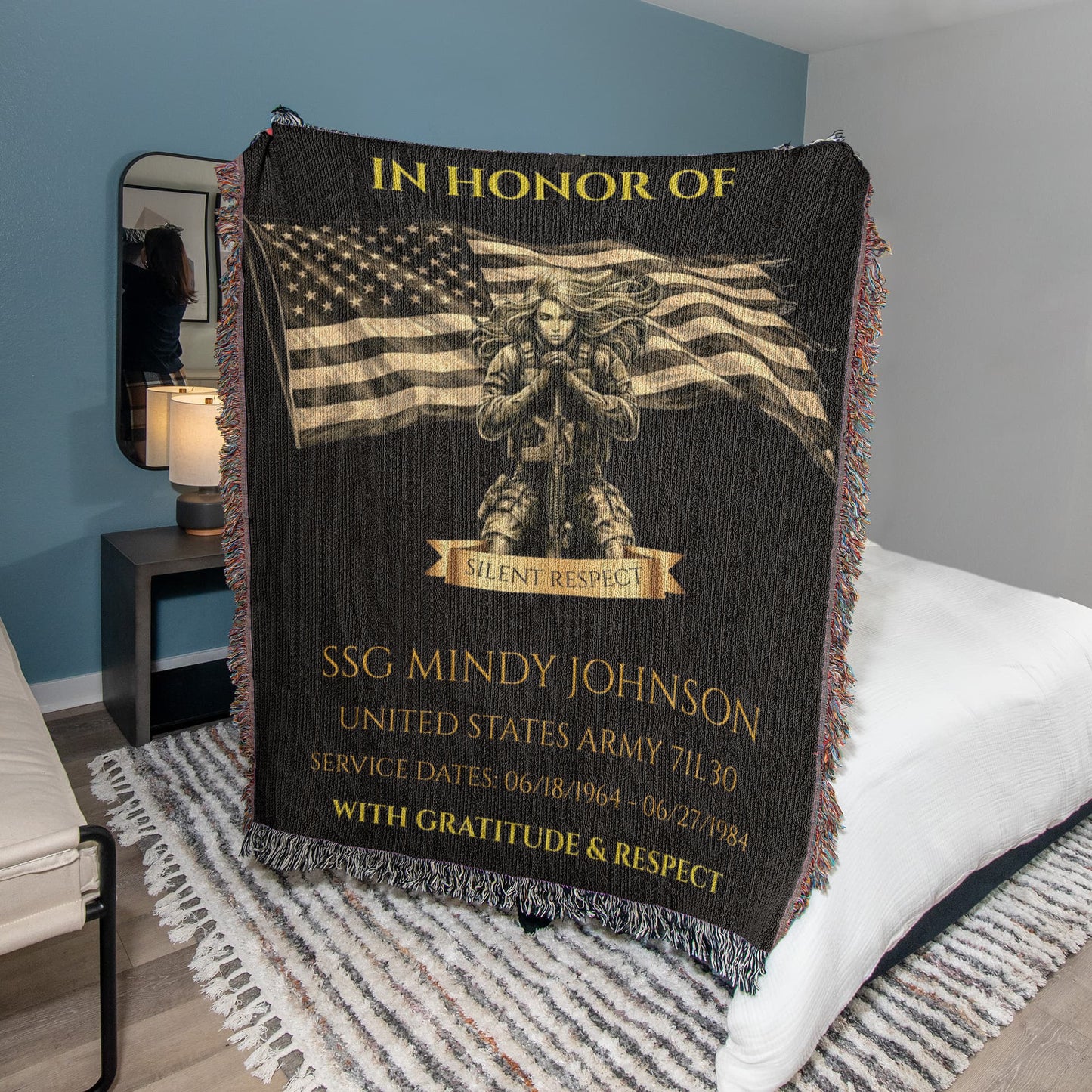 Personalized Veteran Wall Display Blanket – A Daily Tribute of Honor for a Living Service Member
