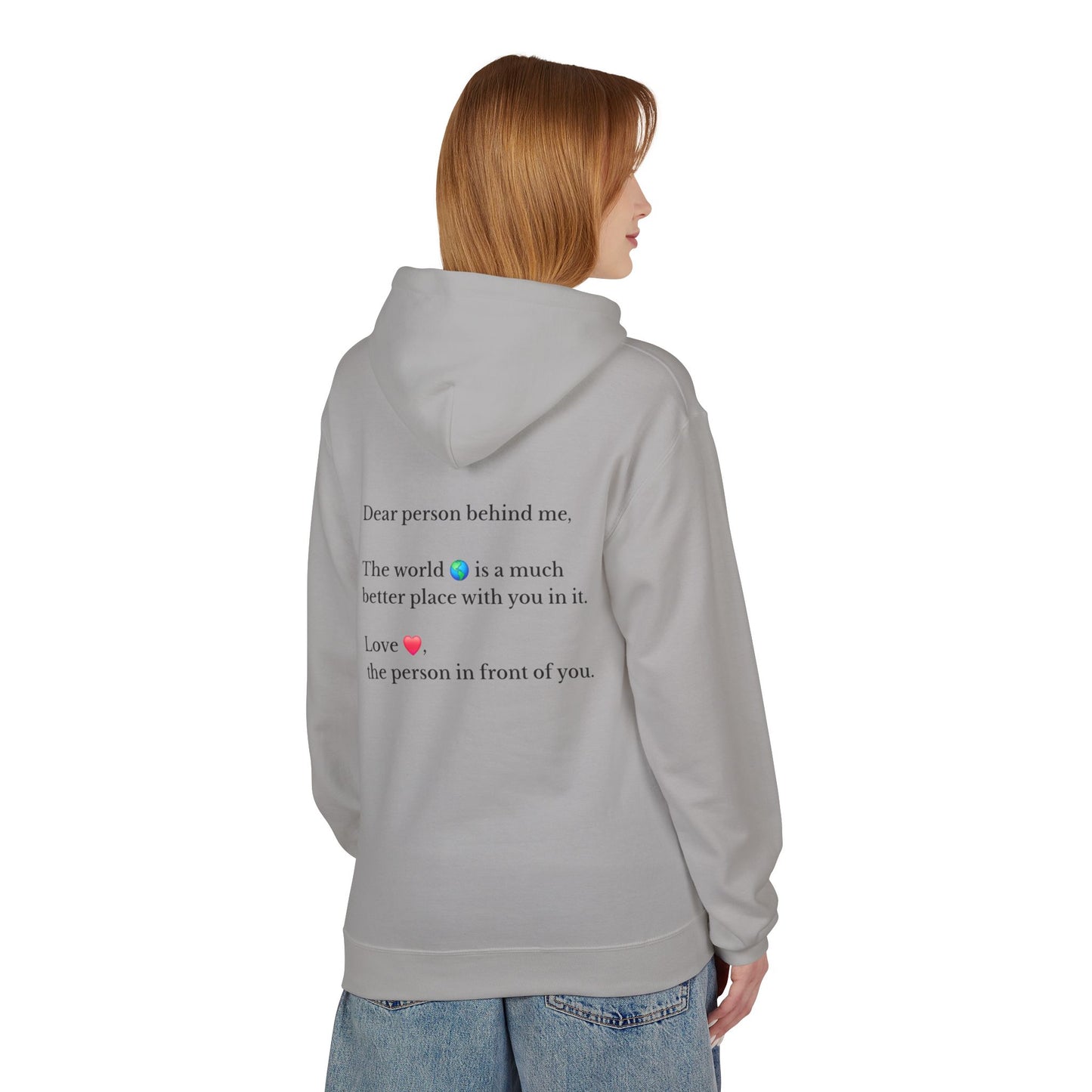 "You Are Enough" Inspirational Hoodie with Pointing Design (Back Message: Encouraging Note)