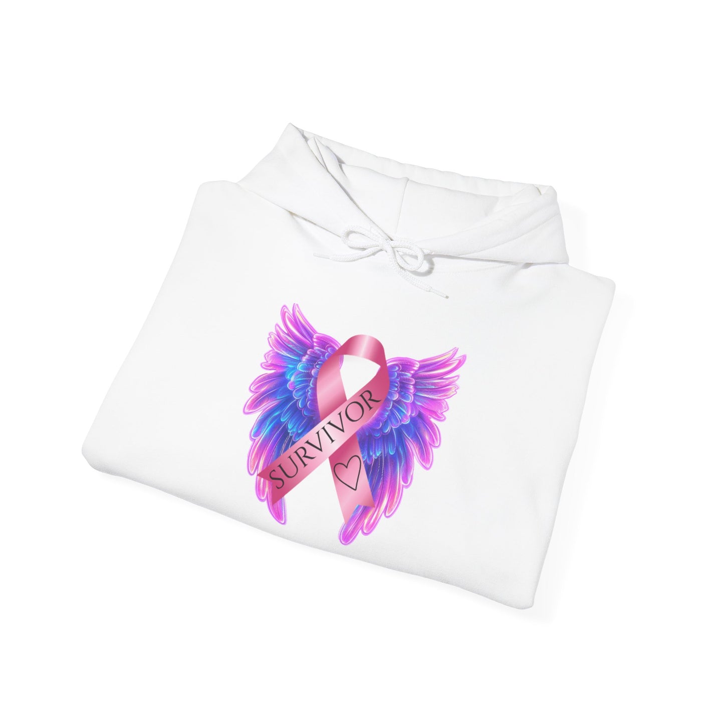 Breast Cancer Ribbon Angel Wings Hoodie, Awareness Pullover