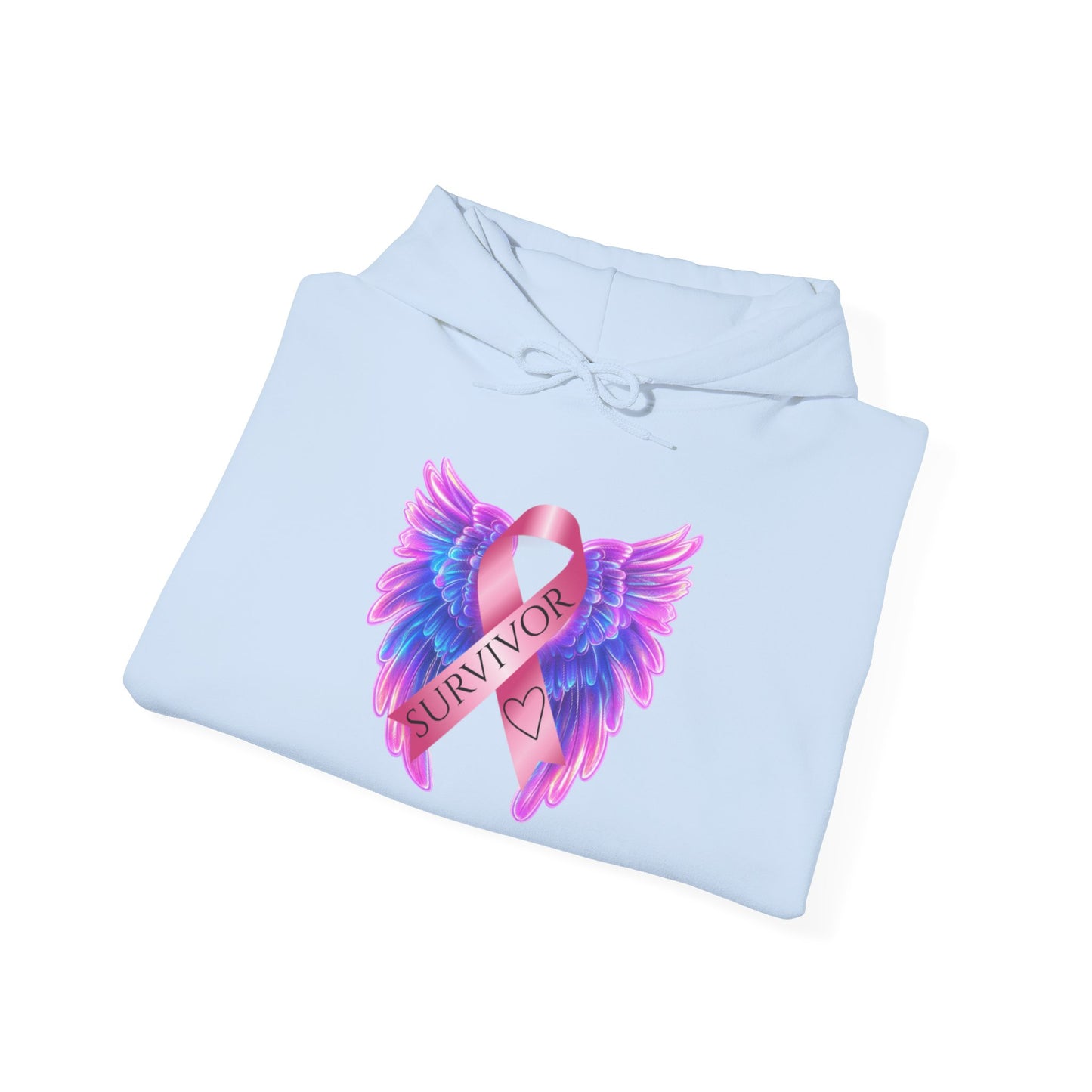 Breast Cancer Ribbon Angel Wings Hoodie, Awareness Pullover