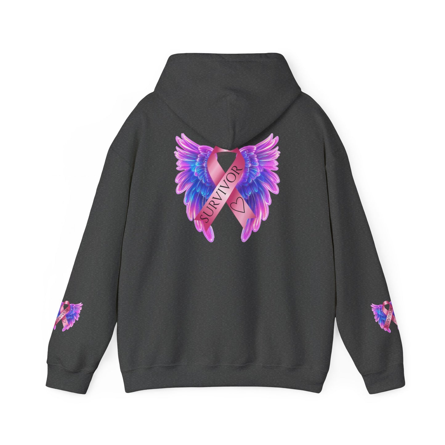 Breast Cancer Ribbon Angel Wings Hoodie, Awareness Pullover