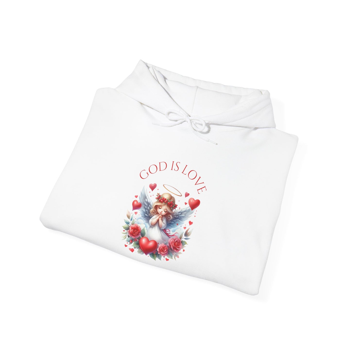 Angel Heart Hoodie — 'God Is Love' Vintage Cherub Hoodie, Romantic Valentine Pullover