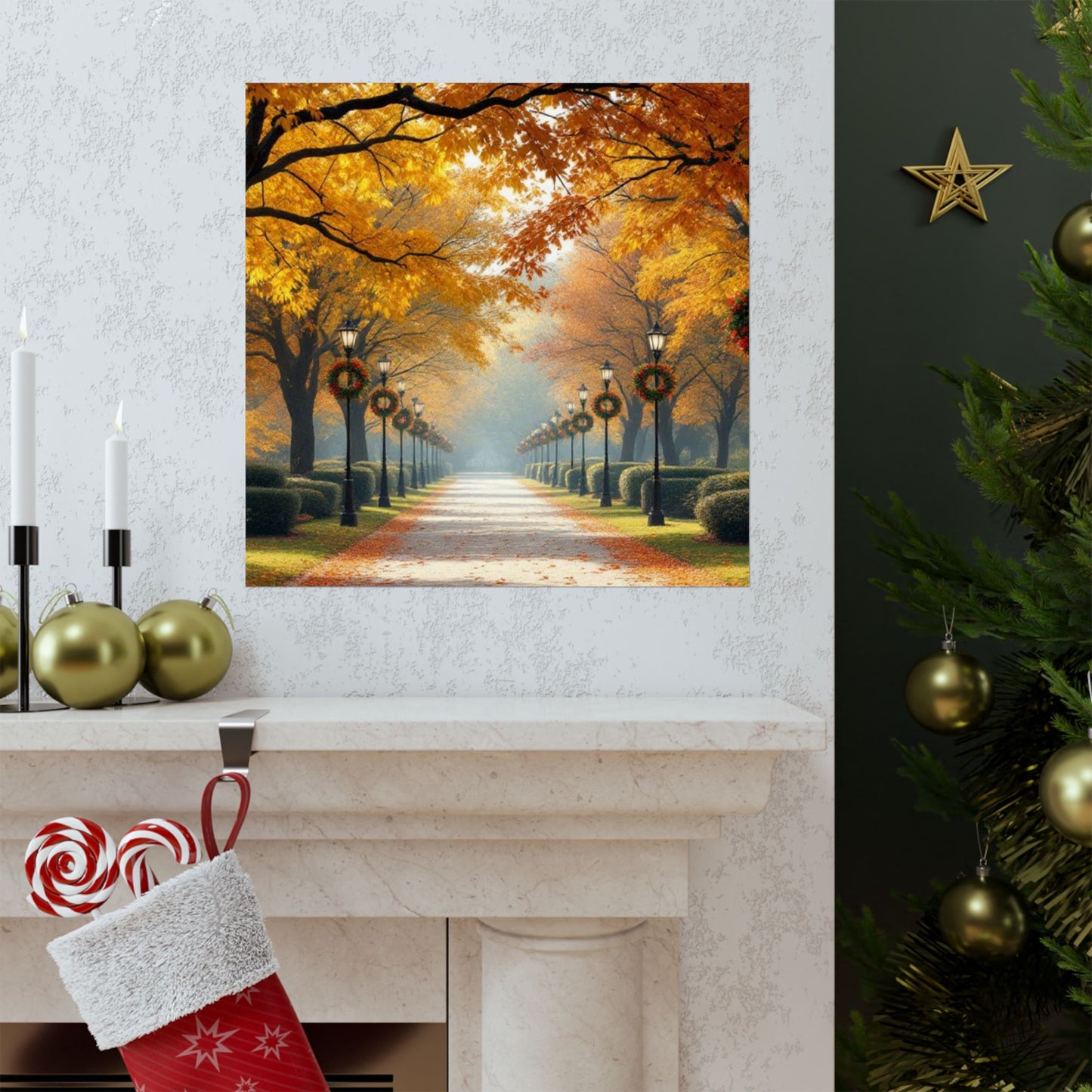 Autumn Pathway Wall Art, Matte Vertical Posters, Fall Decor, Seasonal Artwork, Cozy Home Vibes, Perfect for Thanksgiving