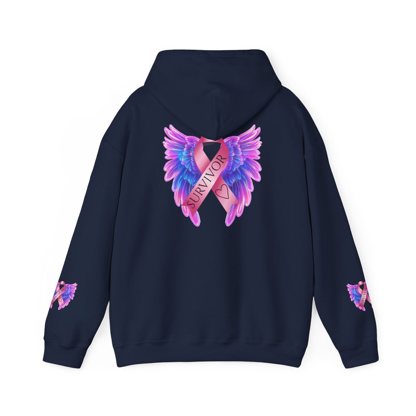 Breast Cancer Ribbon Angel Wings Hoodie, Awareness Pullover