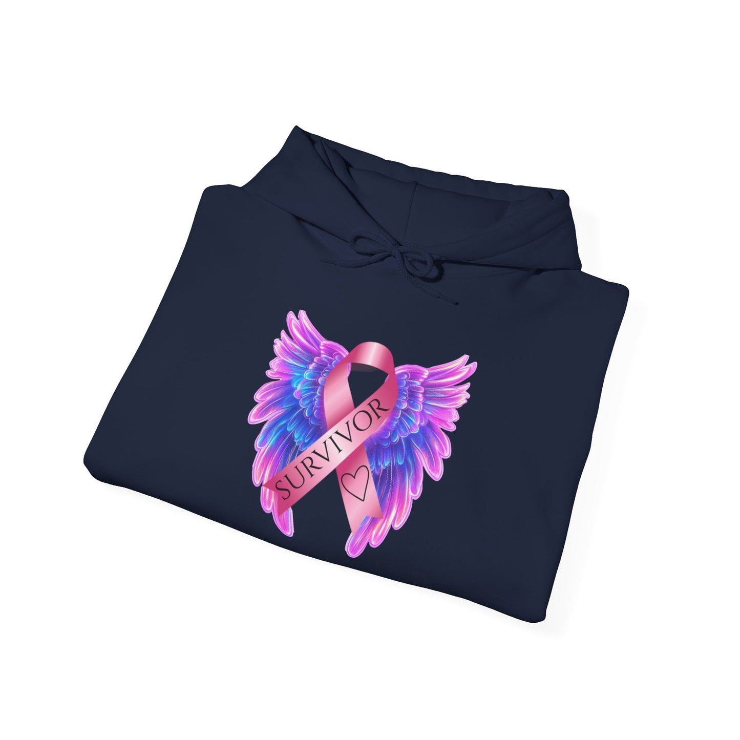 Breast Cancer Ribbon Angel Wings Hoodie, Awareness Pullover