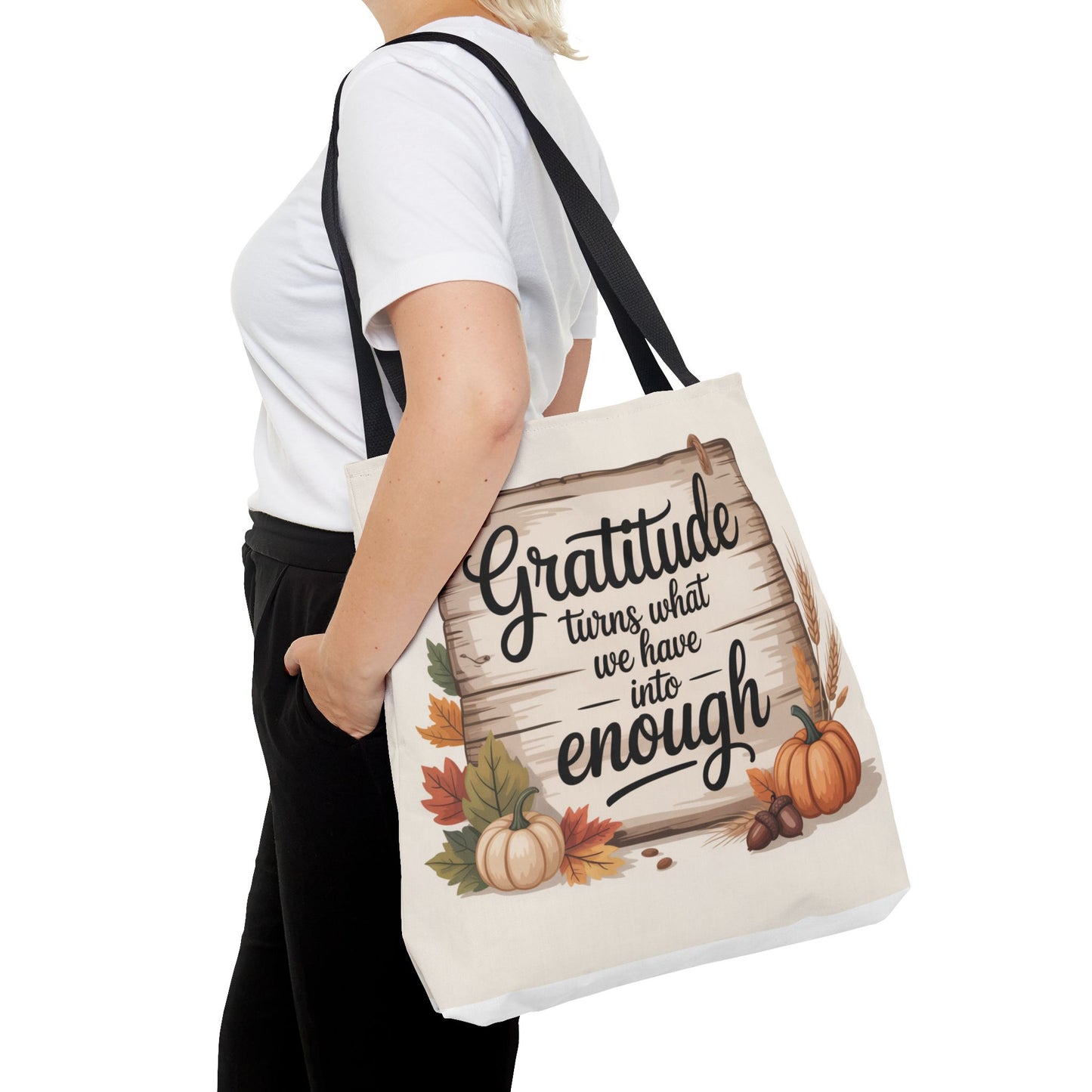 Gratitude Fall Tote Bag, Perfect for Thanksgiving, Eco-Friendly Shopping, Autumn Decor, Gift for Her