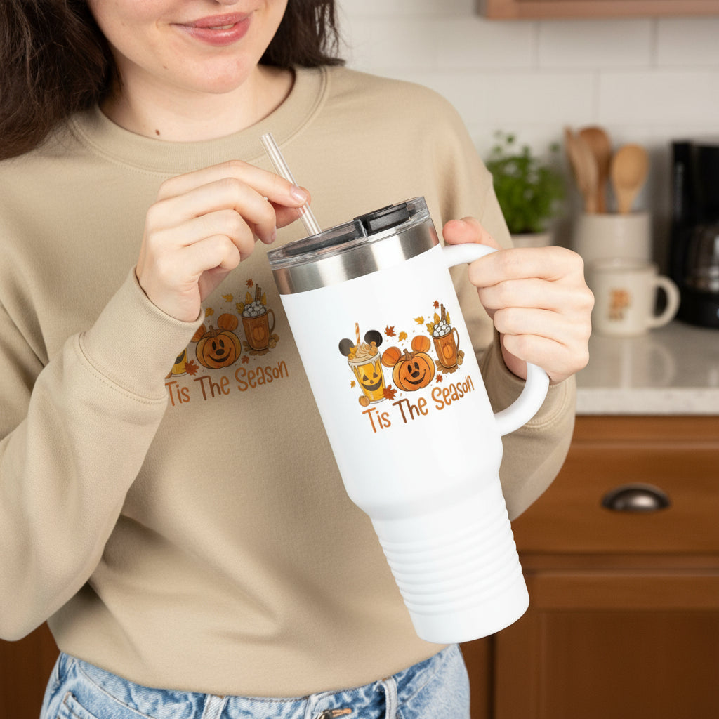 Tis The Season Insulated Travel Mug, 40oz - Fall Vibes, Pumpkin Spice Lover, Coffee Travel Cup, Halloween Gift
