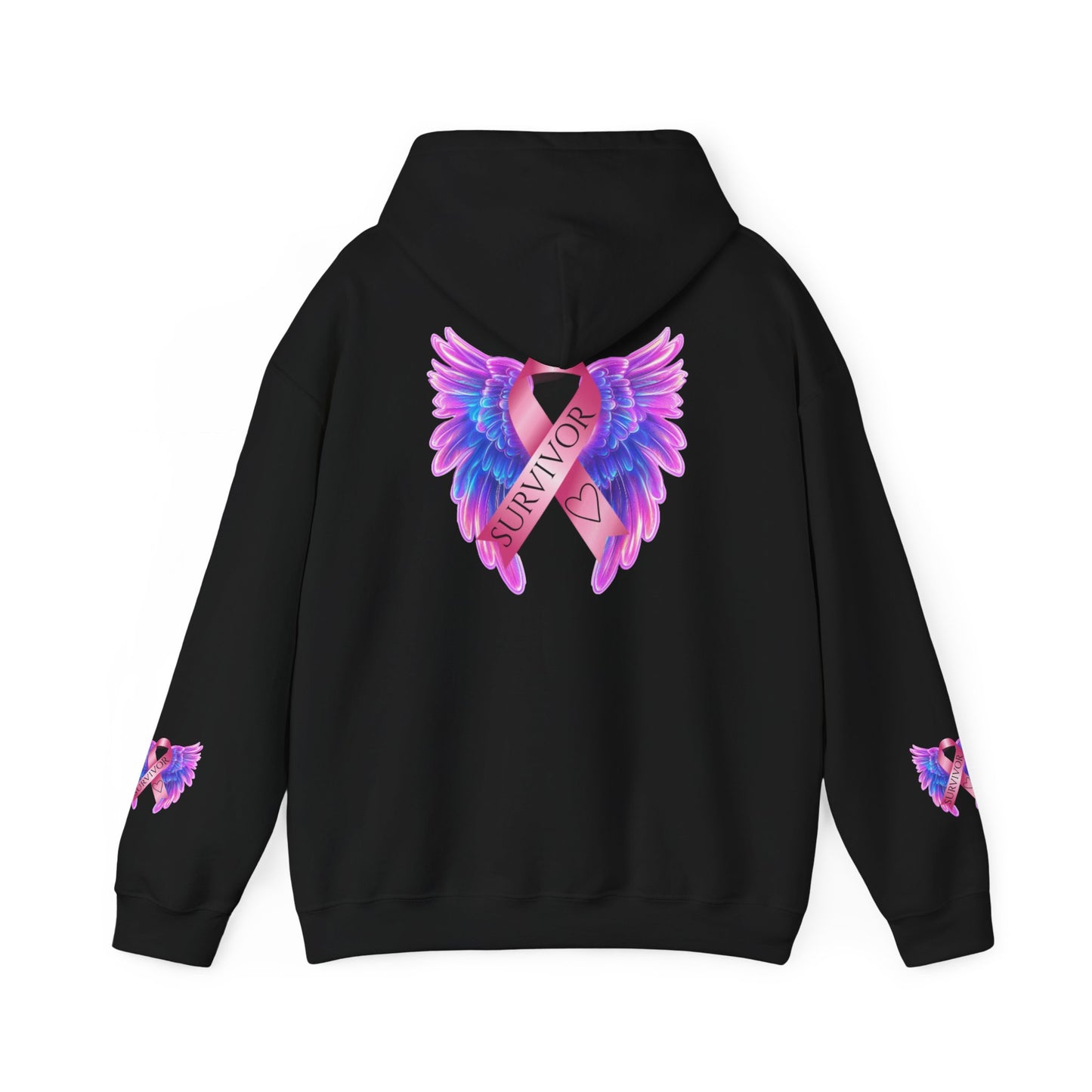 Breast Cancer Ribbon Angel Wings Hoodie, Awareness Pullover