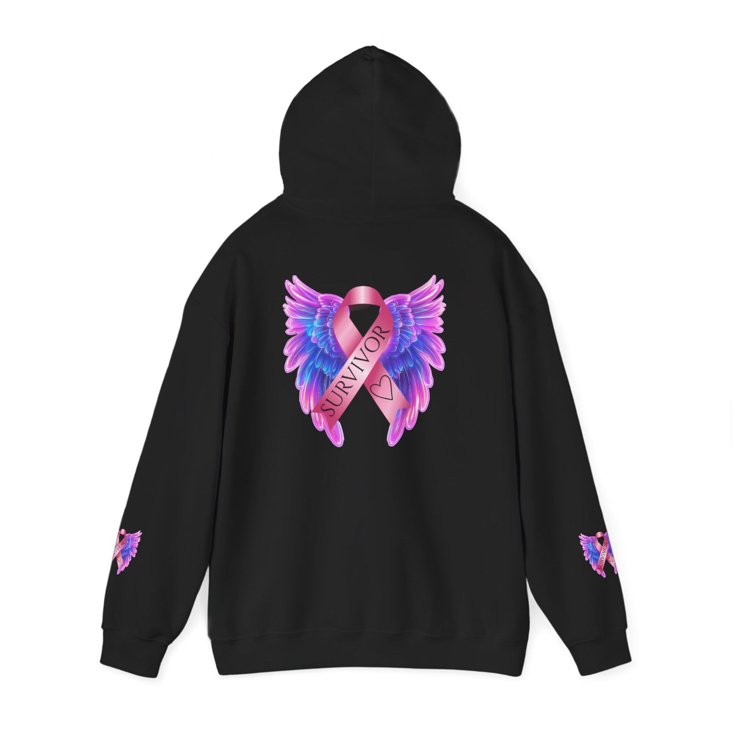 Breast Cancer Ribbon Angel Wings Hoodie, Awareness Pullover