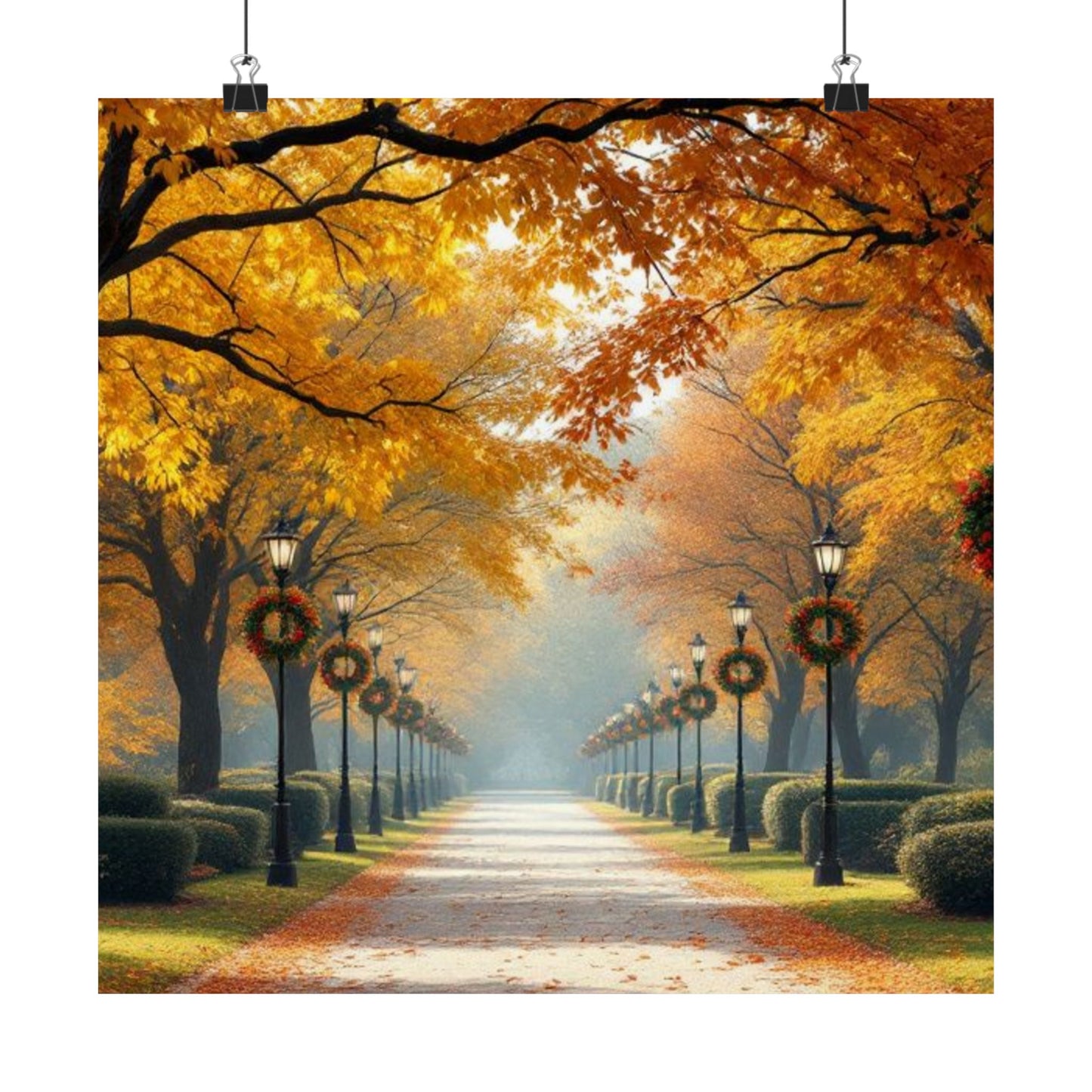 Autumn Pathway Wall Art, Matte Vertical Posters, Fall Decor, Seasonal Artwork, Cozy Home Vibes, Perfect for Thanksgiving