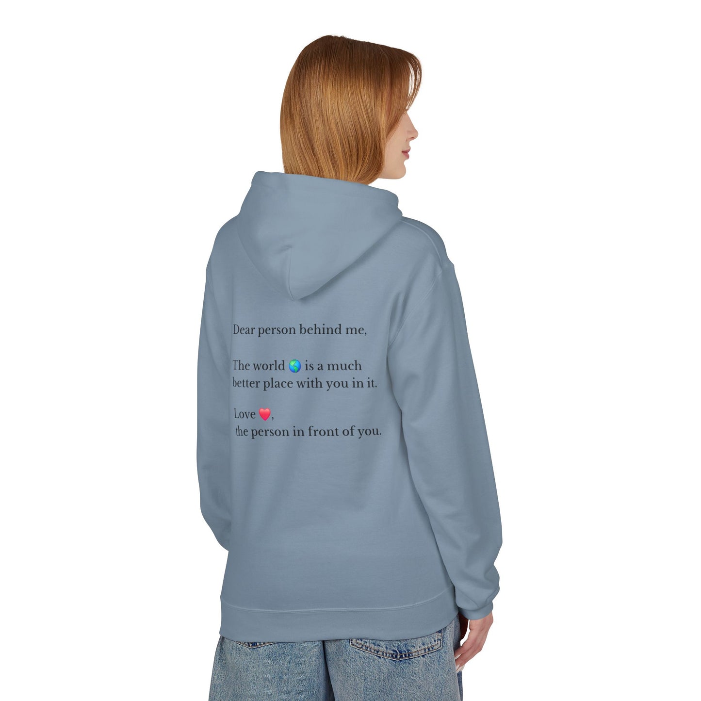 "You Are Enough" Inspirational Hoodie with Pointing Design (Back Message: Encouraging Note)