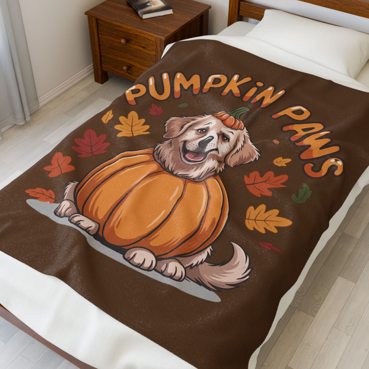 Pumpkin Paws Velveteen Blanket
