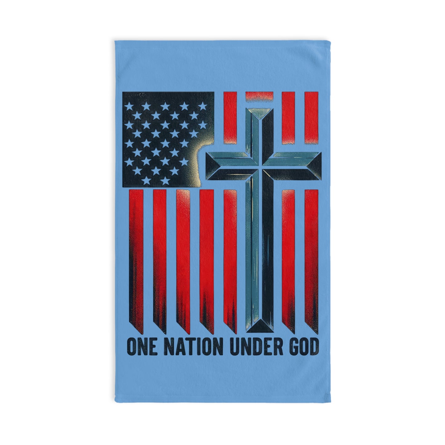 One Nation Under God Hand Towel — American Flag Cross Patriotic Kitchen Towel