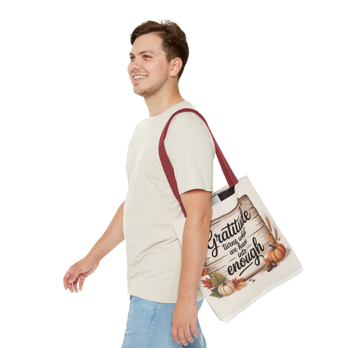 Gratitude Fall Tote Bag, Perfect for Thanksgiving, Eco-Friendly Shopping, Autumn Decor, Gift for Her