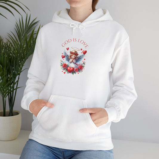Angel Heart Hoodie — 'God Is Love' Vintage Cherub Hoodie, Romantic Valentine Pullover