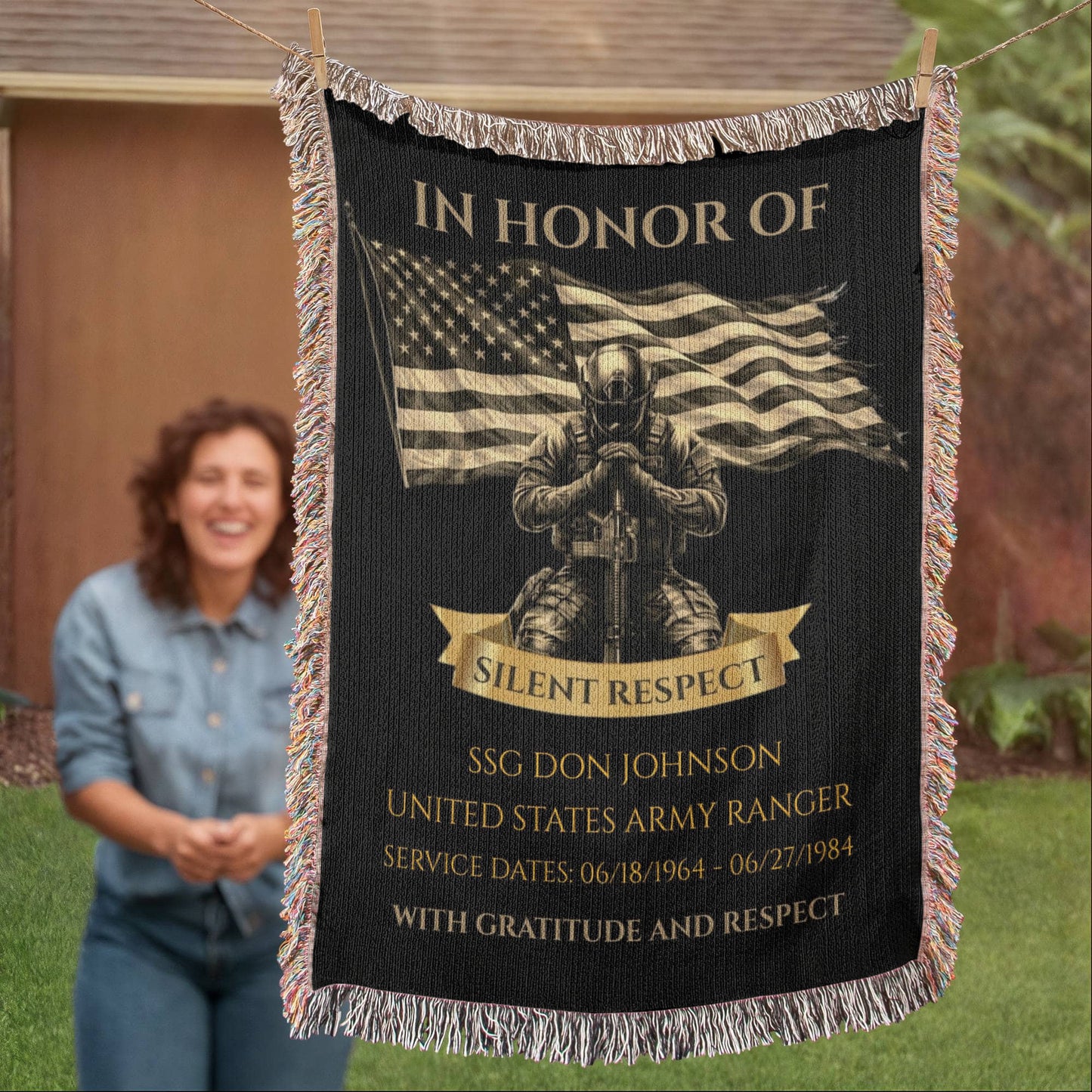 In Honor Of: Personalized Veteran Wall Display Blanket – A Daily Tribute of Honor for a Living Service Member