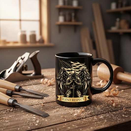 Silent Respect – Heavenly Warrior Mug | Veteran Gift of Honor & Remembrance | Military Appreciation Mug, 15 oz