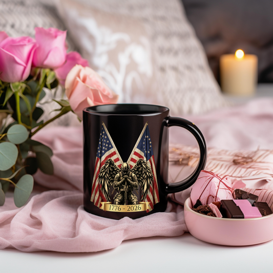 Limited Edition: America's 250th Birthday Commemorative Crossed Flags Warrior Mug, 15oz