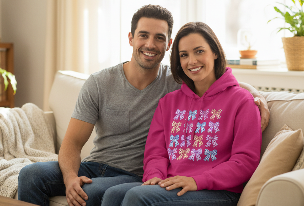 Colorful Bow Pattern Gildan Hoodie