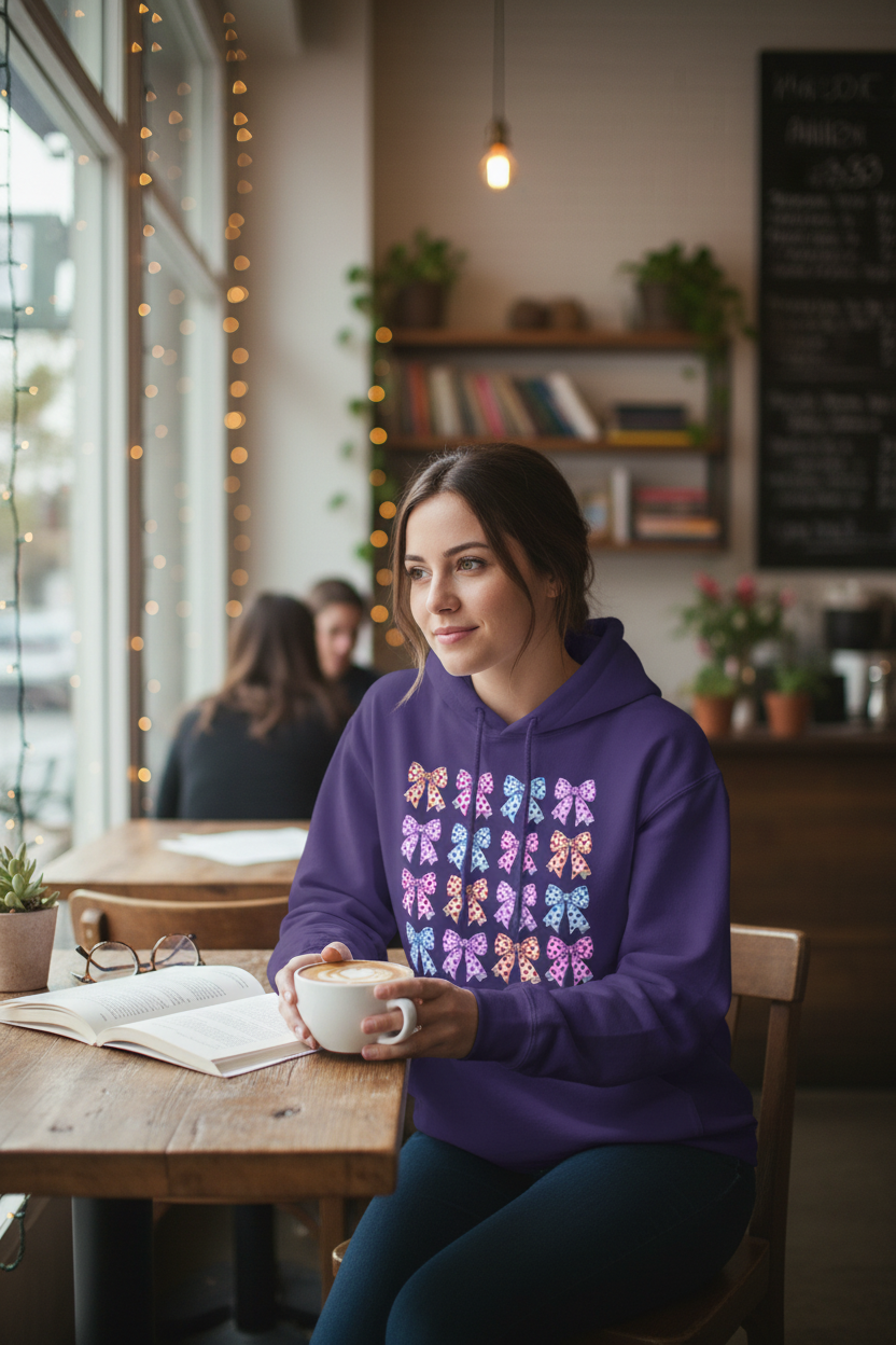 Colorful Bow Pattern Gildan Hoodie