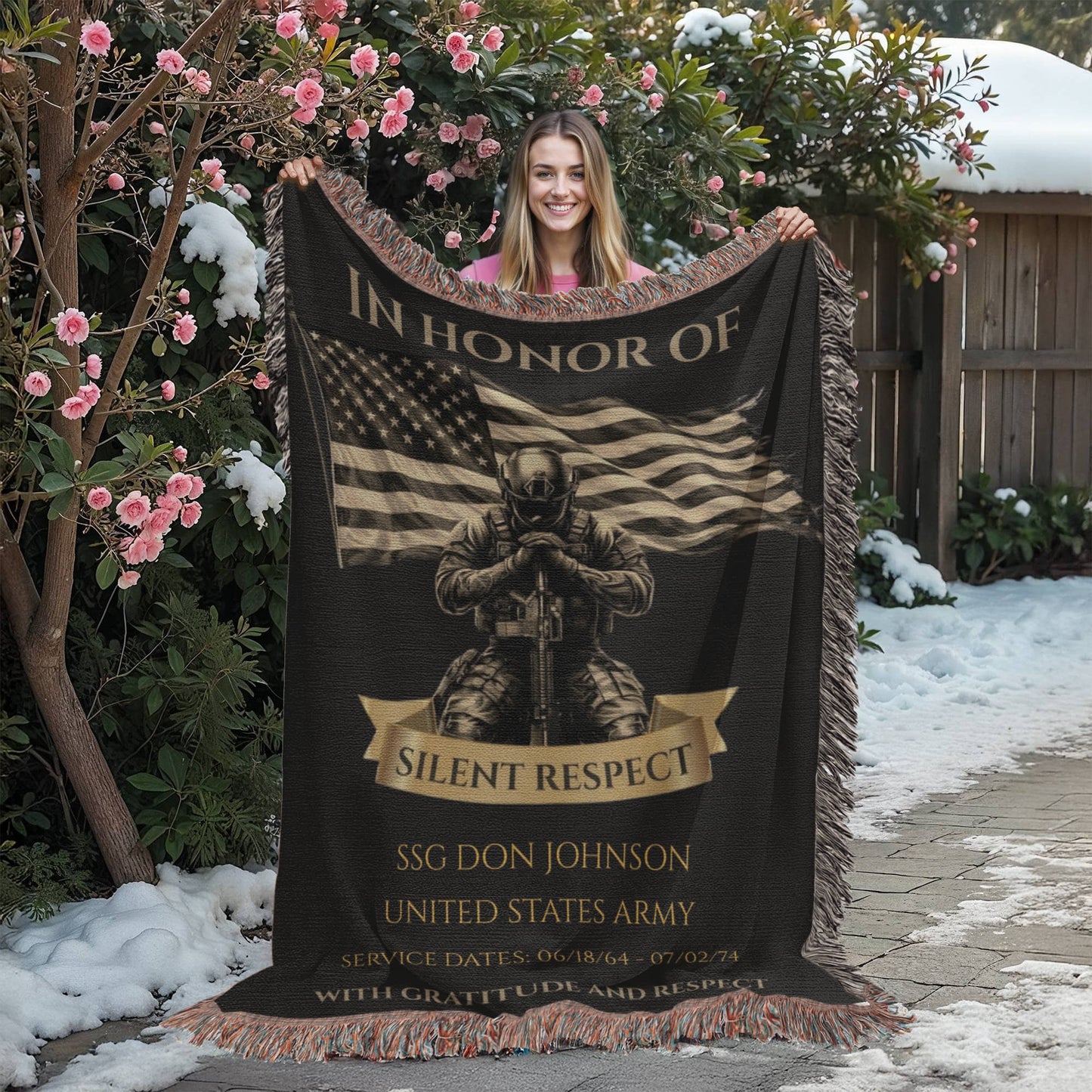 In Honor Of: Personalized Veteran Wall Display Blanket – A Daily Tribute of Honor for a Living Service Member